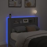 vidaXL Hoofdbordkast met LED 140x16,5x103,5 cm grijs sonoma