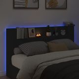 vidaXL - Hoofdbordkast - met - LED-verlichting - 180x16,5x103,5 - cm - zwart