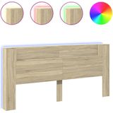 vidaXL - Hoofdbordkast - met - LED - 220x16,5x103,5 - cm - sonoma - eikenkleurig