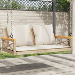 Hängebank mit Kissen Beige 109x62x40 cm Poly Rattan Vidaxl