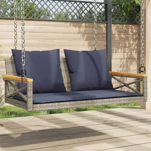 VidaXL Schommelbank Met Luifel – Zwart – 3-Persoons – Incl. Zonnekap – Stalen Frame – Draagkracht 110 Kg Pp – Tuinmeubel Voor Terras & Buiten