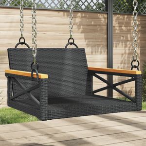 vidaXL - Schommelbank - Zwart - Poly Rattan - 63x62x40 cm