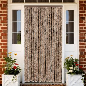 vidaXL - Vliegengordijn - 90x220 - cm - chenille - beige - en - donkerbruin