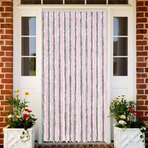 vidaXL-Vliegengordijn-100x200-cm-chenille-zilvergrijs-en-roze