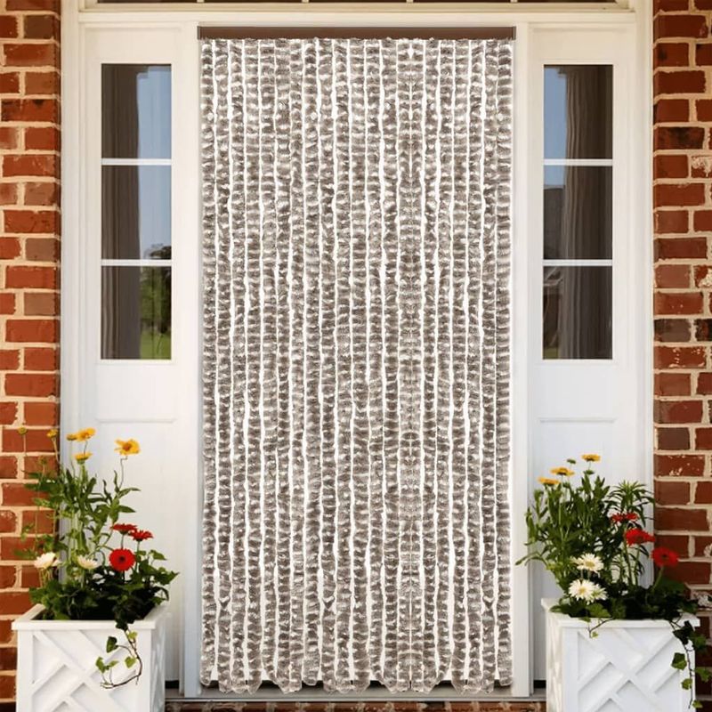 vidaXL Fliegenvorhang Taupe und Weiß 56x200 cm Chenille