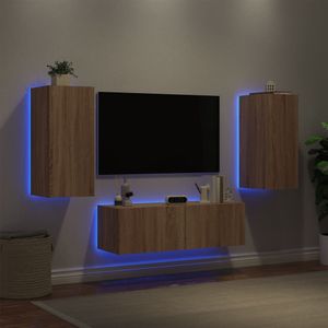 Vidaxl - 3-tlg. TV-Wohnwand mit LED-Leuchten Sonoma-Eiche