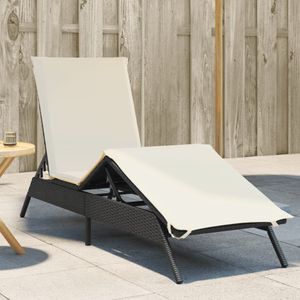 vidaXL - Ligbed - met - kussen - poly - rattan - zwart