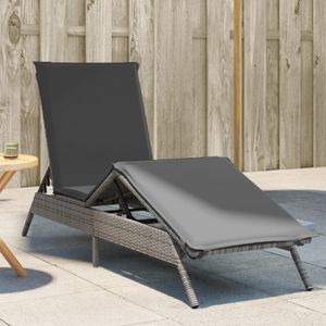 vidaXL - Ligbed - met - kussen - poly - rattan - grijs