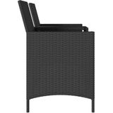 Gartensofa 2-Sitzer mit Tisch und Kissen Schwarz Poly Rattan Vidaxl