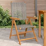 vidaXL - Tuinstoelen - 2 - st - massief - acaciahout - en - poly - rattan - grijs