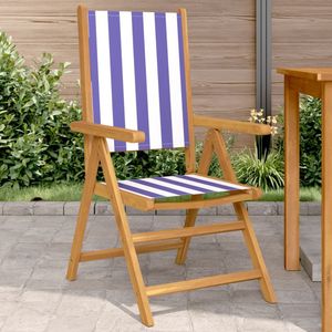 vidaXL Gartenstühle 2 Stk. Blau und Weiß Massivholz Akazie & Stoff