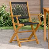 vidaXL - Tuinstoelen - 2 - st - massief - acaciahout - en - polypropeen - zwart