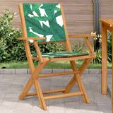 vidaXL - Tuinstoelen - 2 - st - bladpatroon - massief - acaciahout - en - stof