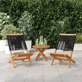 vidaXL - Tuinstoelen - 2 - st - massief - acaciahout - en - polypropeen - zwart