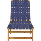 vidaXL - Ligbed - massief - acaciahout - en - stof - donkerblauw
