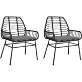 Gartenstühle 2 Stk. mit Kissen Schwarz Poly Rattan vidaXL