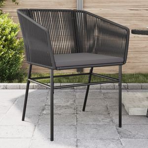 vidaXL - Tuinstoelen - 2 - st - met - kussens - poly - rattan - zwart