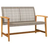 vidaXL - Tuinbank - cm - poly - rattan - en - acaciahout - grijs