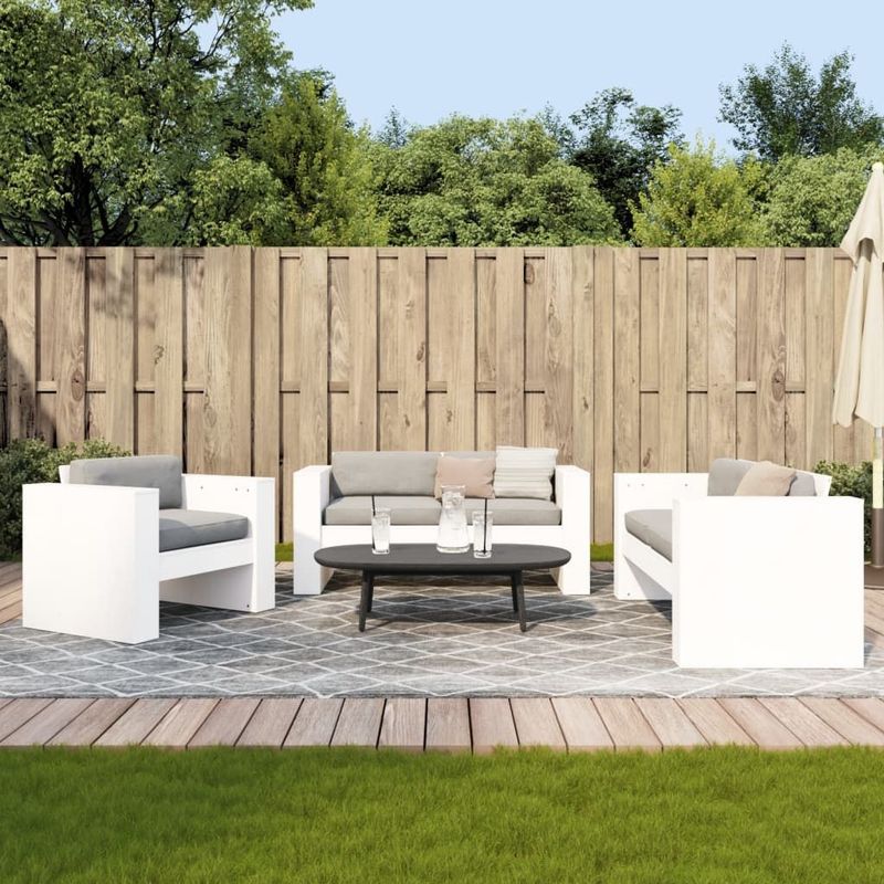 vidaXL - 2-delige - Loungeset - massief - grenenhout - wit