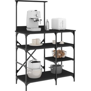 vidaXL Bäckerregal Schwarz 90x40x132 cm Holzwerkstoff und Metall