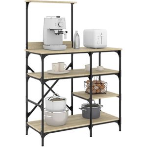 vidaXL Bäckerregal Sonoma-Eiche 90x40x132 cm Holzwerkstoff und Metall