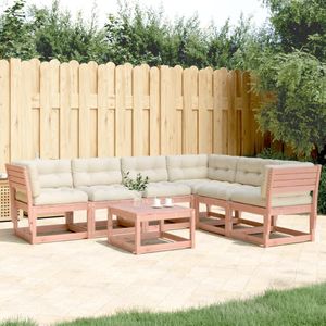 vidaXL - 6-delige - Loungeset - met - kussens - massief - douglashout