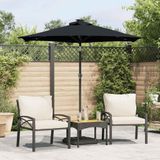 Sonnenschirm mit led und Stahlmast Schwarz 225x225x212 cm Vidaxl