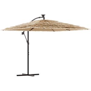 vidaXL - Parasol - met - LED's - en - stalen - paal - 246x246x230 - cm - bruin