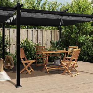 vidaXL - Prieel - met - uittrekbaar - dak - 3x6 - m - aluminium - antracietkleurig