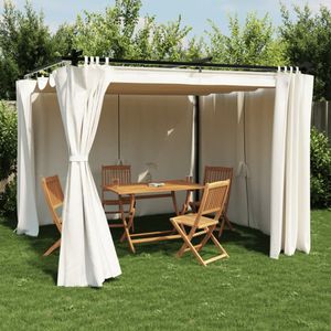 Prieel partytent met gordijnen 3x3 m staal crèmekleurig