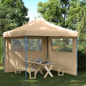 Partyzelt Faltbar Pop-Up mit 2 Seitenteilen Beige Vidaxl