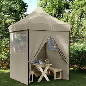 vidaXL - Partytent - inklapbaar - pop-up - met - 4 - zijwanden - taupe