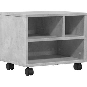 vidaXL - Printerkastje - Betongrijs - Hout - Met Wielen