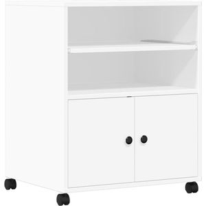 vidaXL - Printerkastje - Wit - Hout - Met Wielen
