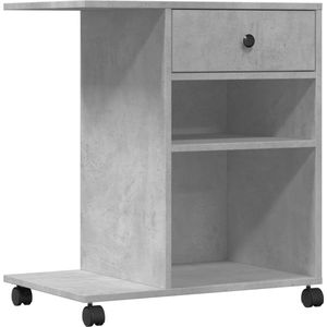 vidaXL - Printerkastje - Betongrijs - Hout - Met Wielen