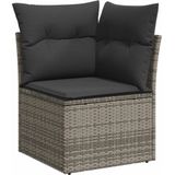 vidaXL 11-delige Loungeset met kussens poly rattan grijs