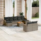 vidaXL - 10-delige - Loungeset - met - kussens - poly - rattan - grijs