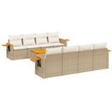 vidaXL - 9-delige - Loungeset - met - kussens - poly - rattan - beige