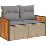 vidaXL 7-delige Loungeset met kussens poly rattan beige