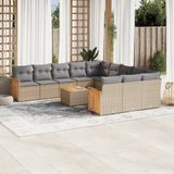 vidaXL - 12-delige - Loungeset - met - kussens - poly - rattan - beige