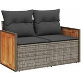 vidaXL - 14-delige - Loungeset - met - kussens - poly - rattan - grijs