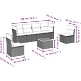 vidaXL 7-delige Loungeset met kussens poly rattan grijs