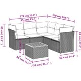 vidaXL - 6-delige - Loungeset - met - kussens - poly - rattan - zwart
