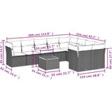 vidaXL - 10-delige - Loungeset - met - kussens - poly - rattan - beige