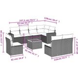 vidaXL - 9-delige - Loungeset - met - kussens - poly - rattan - beige