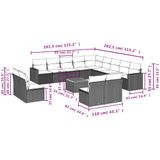 vidaXL - 14-delige - Loungeset - met - kussens - poly - rattan - zwart