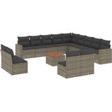 Vidaxl - 14-tlg. Garten-Sofagarnitur mit Kissen Grau Poly Rattan