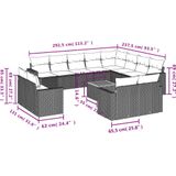 vidaXL 13-tlg. Garten-Sofagarnitur mit Kissen Beige Poly Rattan