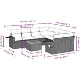 Vidaxl - 9-tlg. Garten-Sofagarnitur mit Kissen Beige Poly Rattan