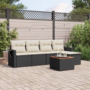 6-tlg. Garten-Sofagarnitur mit Kissen Schwarz Poly Rattan Vidaxl